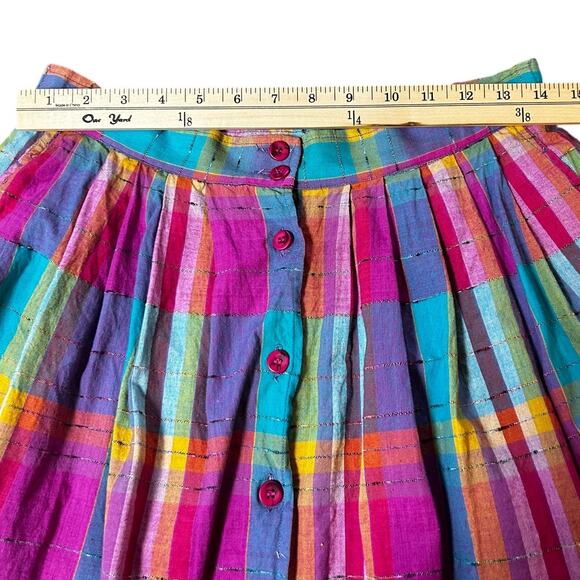 KLICK Made in India Vintage Multicolor Women's Button-Down Front Skirt - Picture 3 of 8